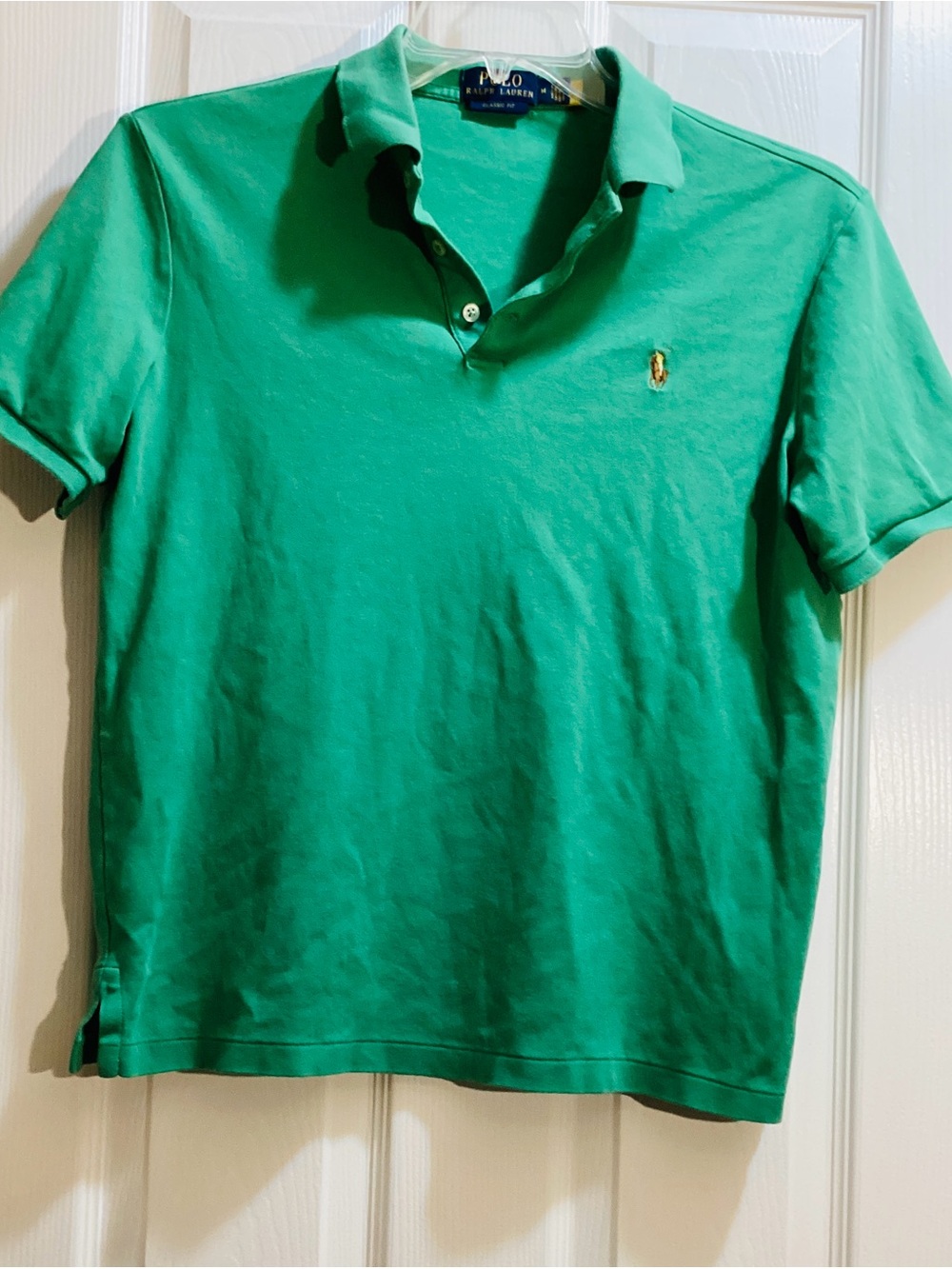 Ralph Lauren Green Polo Shirt with Gold Pony
